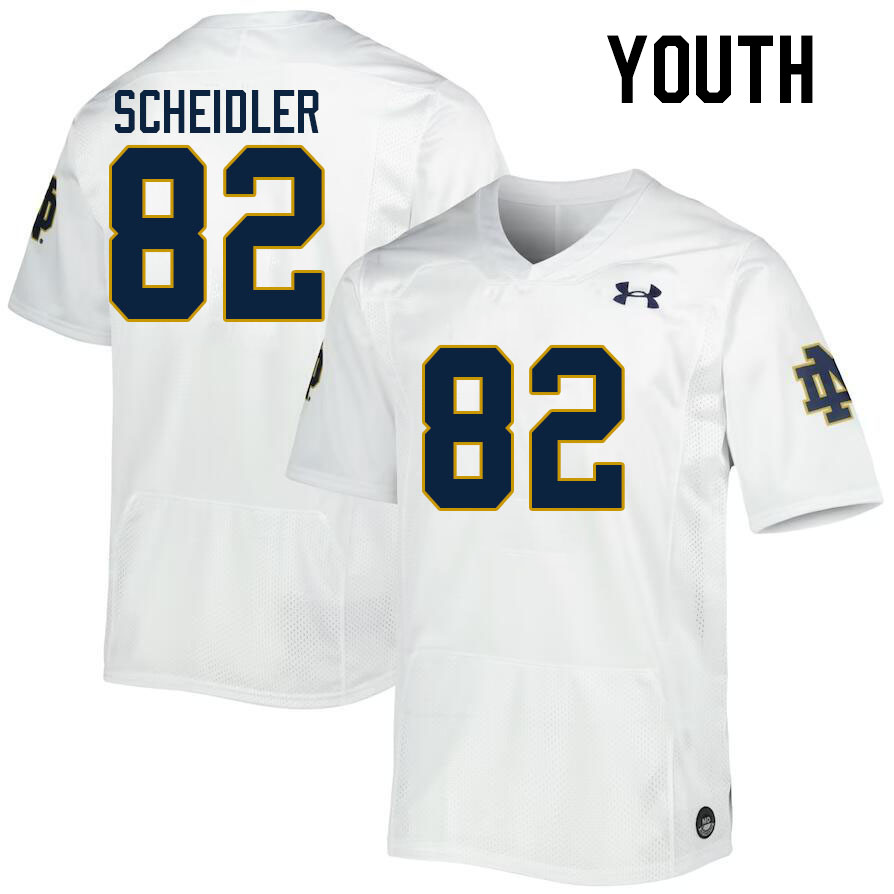 Youth #82 Leo Scheidler Notre Dame Fighting Irish College Football Jerseys Stitched-White - Click Image to Close